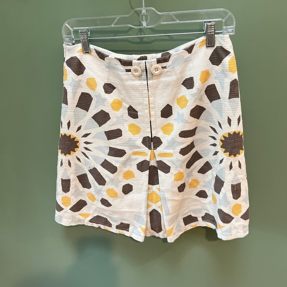 ELeveNses White Multi Color Floral Print Pleated A-Line Mini Skirt Size 4